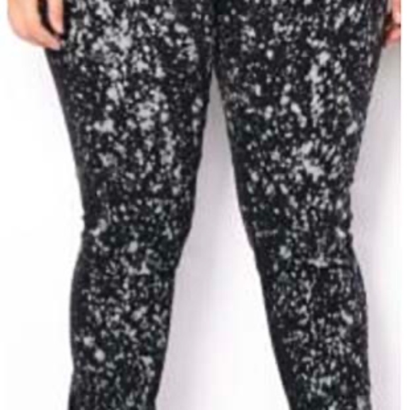 LEGGING, SKINNY DENIM, BLACK/GREY, SIZE 5, BLACK, FLY FRONT, 5 POCKETS, COTTON/ - Picture 1 of 8